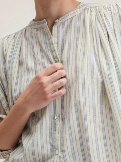 Bekijk Alles|Blouses & Hemden|Bellerose Ink Cropped Blouse Antique white / Myrtille