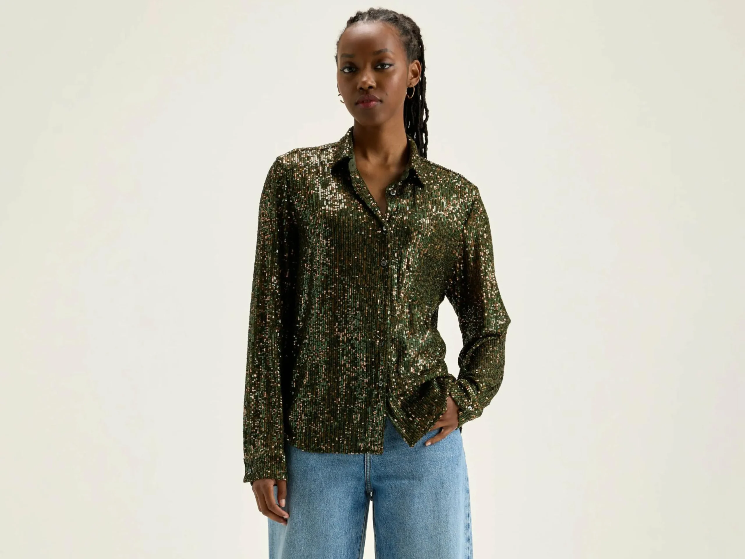 Blouses & Hemden|Bellerose Pekin Paillettenhemd Moss