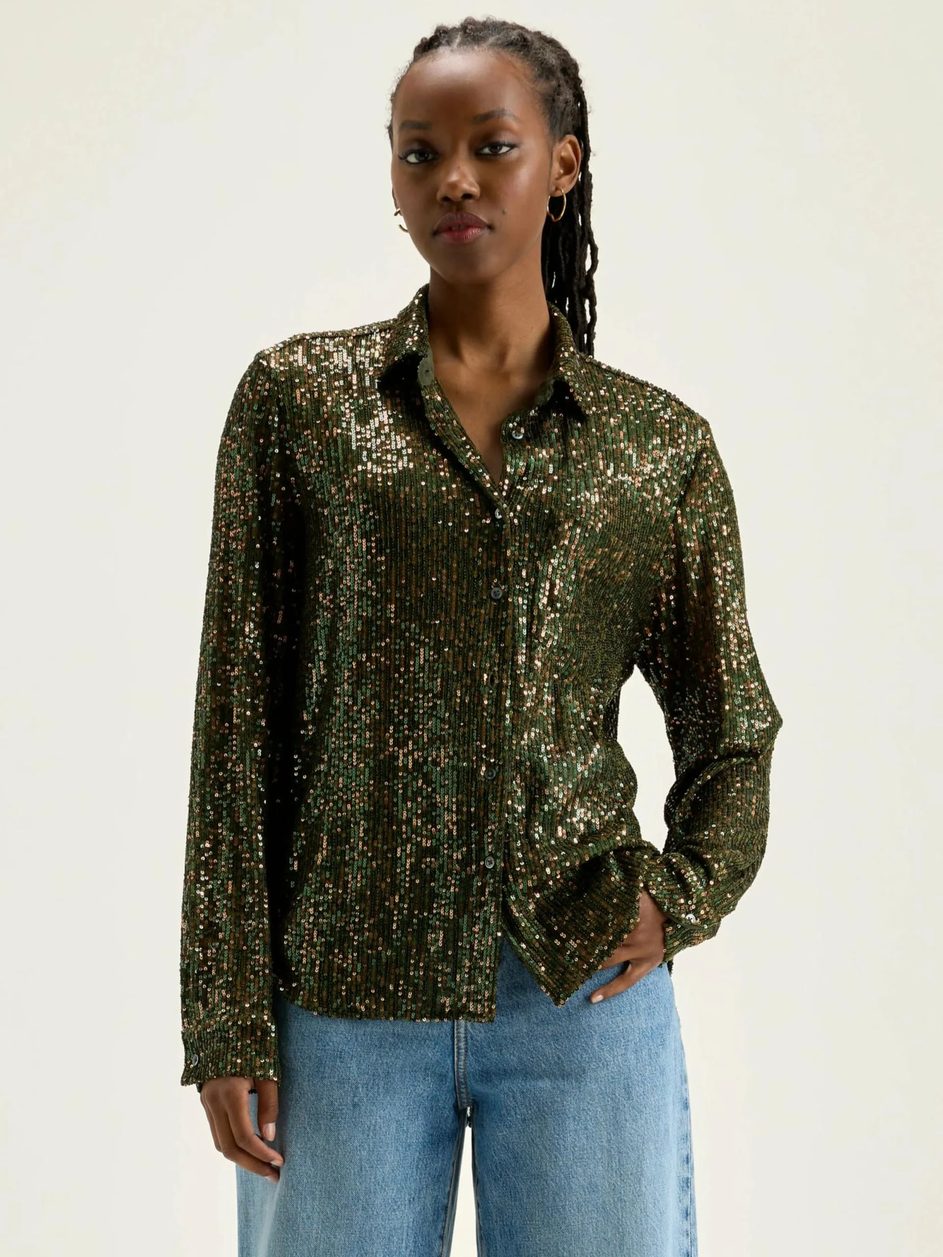 Blouses & Hemden|Bellerose Pekin Paillettenhemd Moss