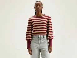 Bekijk Alles|T-Shirts|Bellerose Vidoum Pofmouwen T-shirt Antique white / Grenat