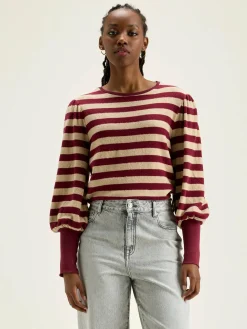 Bekijk Alles|T-Shirts|Bellerose Vidoum Pofmouwen T-shirt Antique white / Grenat